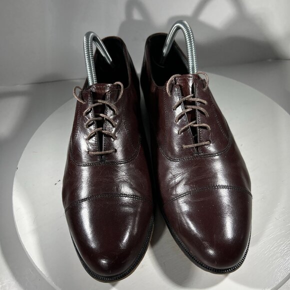 Hanover Mens Leather Dress Shoes Oxfords Size 8 D Burgundy Cap Toe Work Wedding main image 7